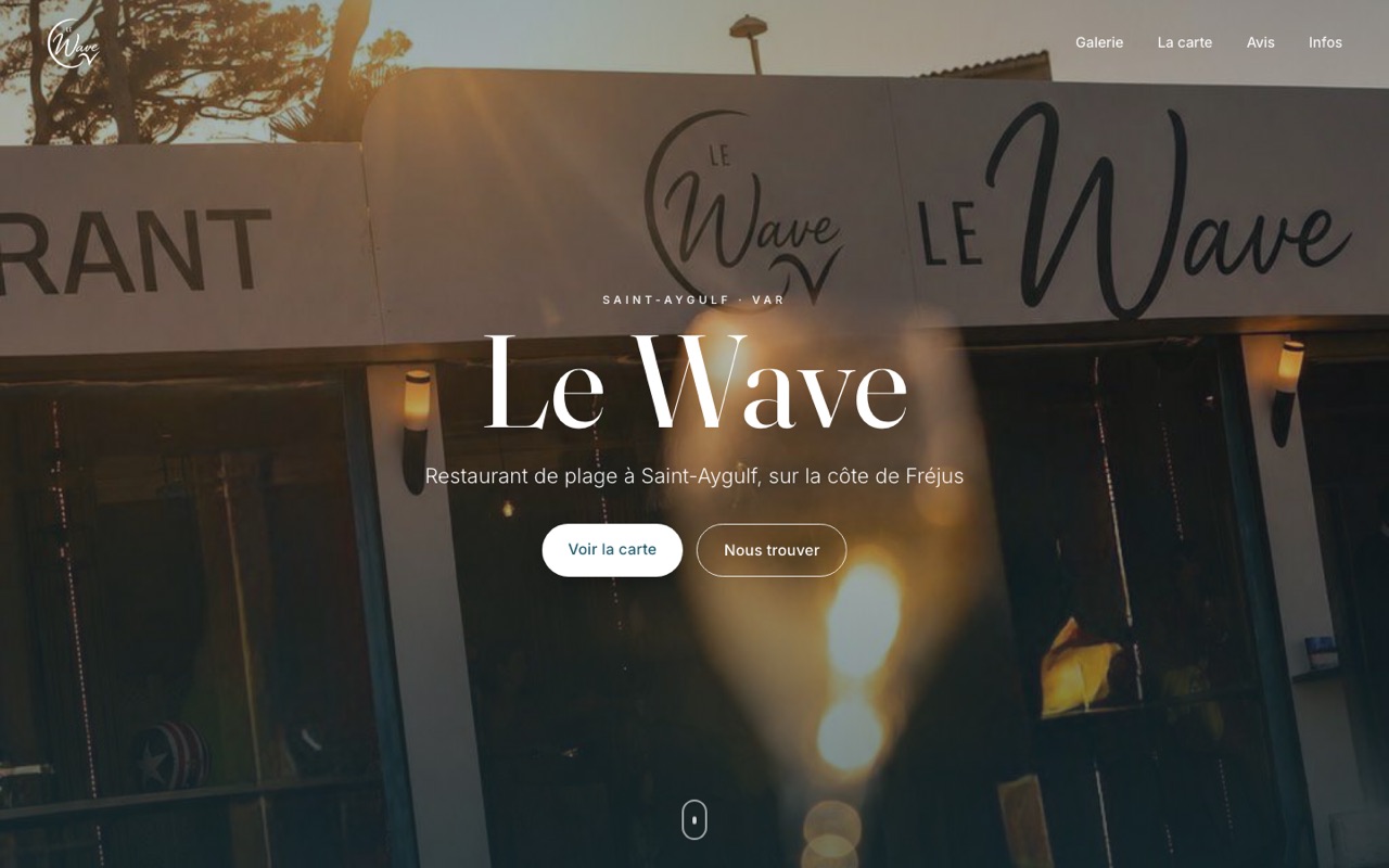 Aperçu du site du restaurant Le Wave à Saint-Aygulf